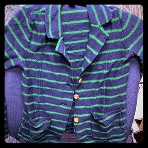 Tahari Blue & Green Striped Cardigan